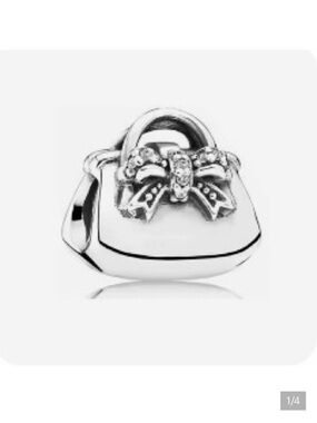 Pandora Silver Bow Accent Mini Purse Charm